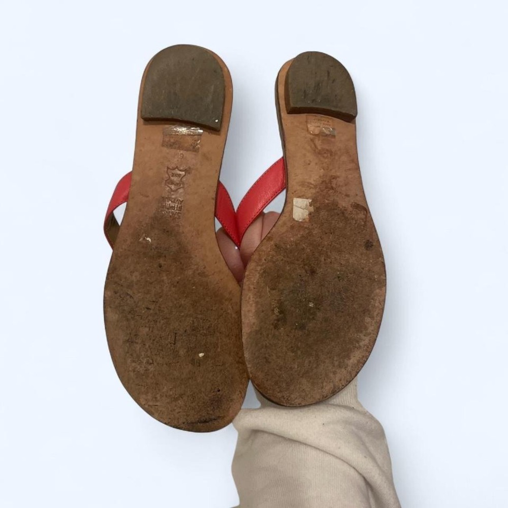 Red leather rose thong sandals by Saks Fifth‎ Ave size 6 - Picture 4 of 8